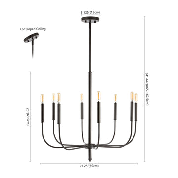 Amoros 27.25" Modern Mid-Century Iron LED Chandelier - JONATHAN Y